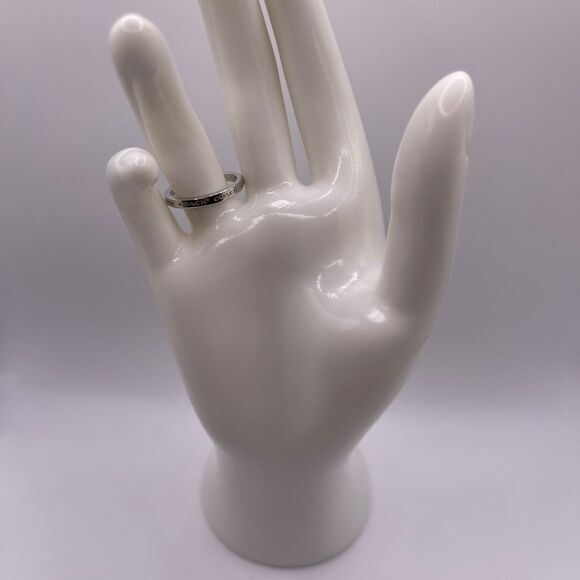 COACH Signature Silver Minimal Pave Engraved Logo Band Ring - Picture 3 of 11